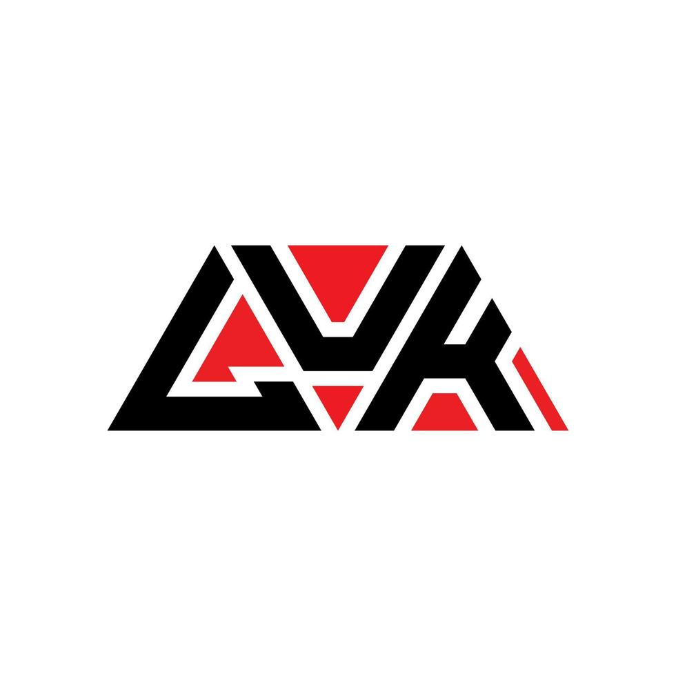 Luk-Dreieck-Buchstaben-Logo-Design mit Dreiecksform. Luk-Dreieck-Logo-Design-Monogramm. Luk-Dreieck-Vektor-Logo-Vorlage mit roter Farbe. Luk dreieckiges Logo einfaches, elegantes und luxuriöses Logo. luk vektor