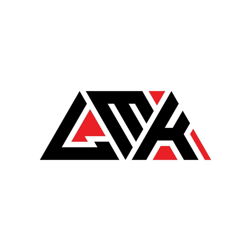 lmk Dreieck-Buchstaben-Logo-Design mit Dreiecksform. Lmk-Dreieck-Logo-Design-Monogramm. lmk-Dreieck-Vektor-Logo-Vorlage mit roter Farbe. lmk dreieckiges Logo einfaches, elegantes und luxuriöses Logo. lmk vektor