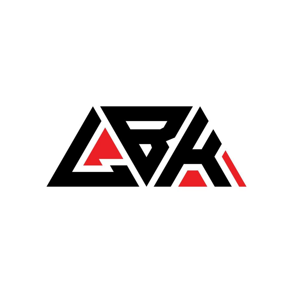 lbk-Dreieck-Buchstaben-Logo-Design mit Dreiecksform. lbk-Dreieck-Logo-Design-Monogramm. lbk-Dreieck-Vektor-Logo-Vorlage mit roter Farbe. lbk dreieckiges Logo einfaches, elegantes und luxuriöses Logo. lbk vektor