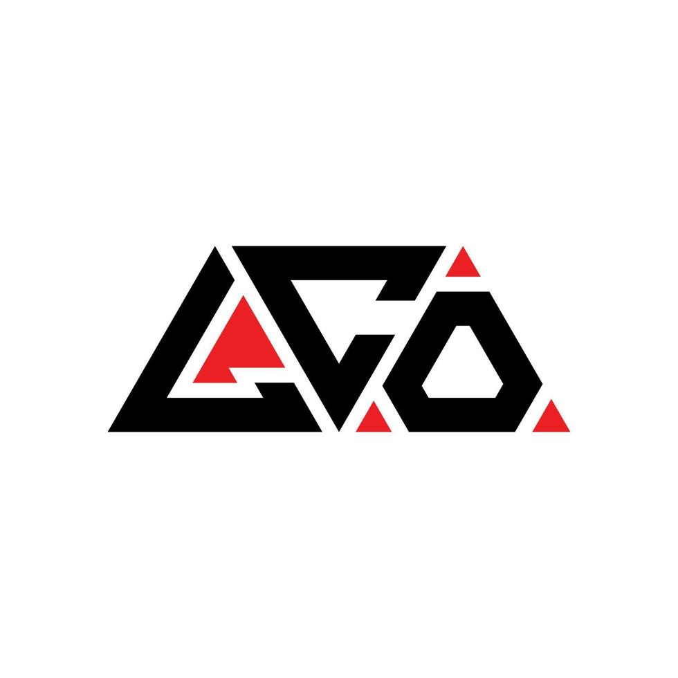 lco-Dreieck-Buchstaben-Logo-Design mit Dreiecksform. Lco-Dreieck-Logo-Design-Monogramm. Lco-Dreieck-Vektor-Logo-Vorlage mit roter Farbe. lco dreieckiges Logo einfaches, elegantes und luxuriöses Logo. lco vektor