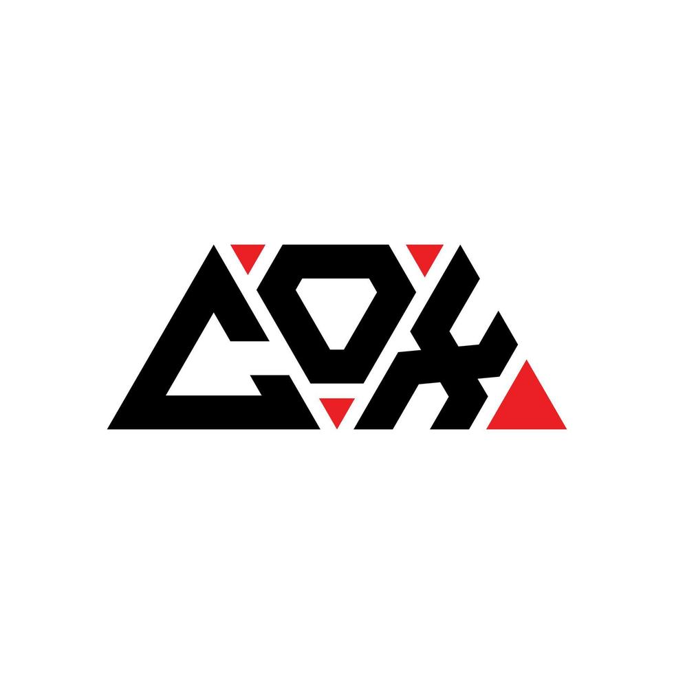 Cox-Dreieck-Buchstaben-Logo-Design mit Dreiecksform. Cox-Dreieck-Logo-Design-Monogramm. Cox-Dreieck-Vektor-Logo-Vorlage mit roter Farbe. Cox dreieckiges Logo einfaches, elegantes und luxuriöses Logo. Steuermann vektor