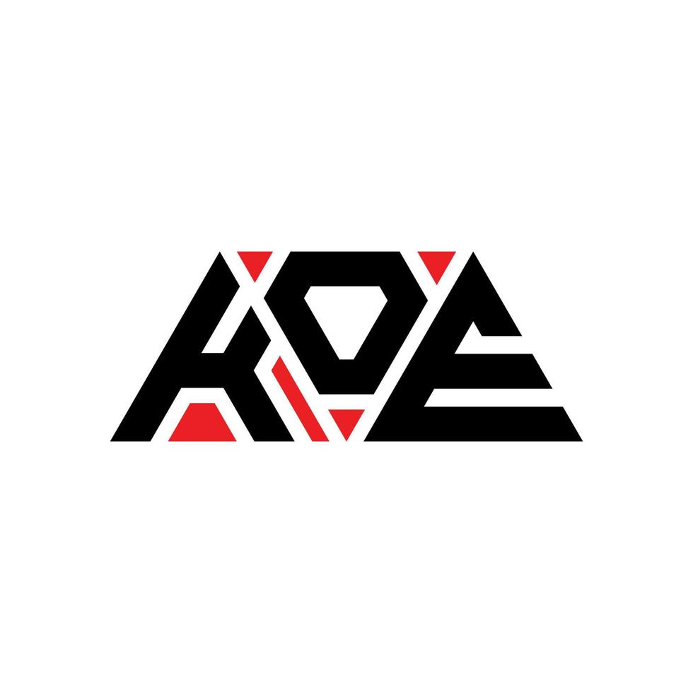 Koe-Dreieck-Buchstaben-Logo-Design mit Dreiecksform. Koe-Dreieck-Logo-Design-Monogramm. Koe-Dreieck-Vektor-Logo-Vorlage mit roter Farbe. Koe dreieckiges Logo einfaches, elegantes und luxuriöses Logo. koe vektor