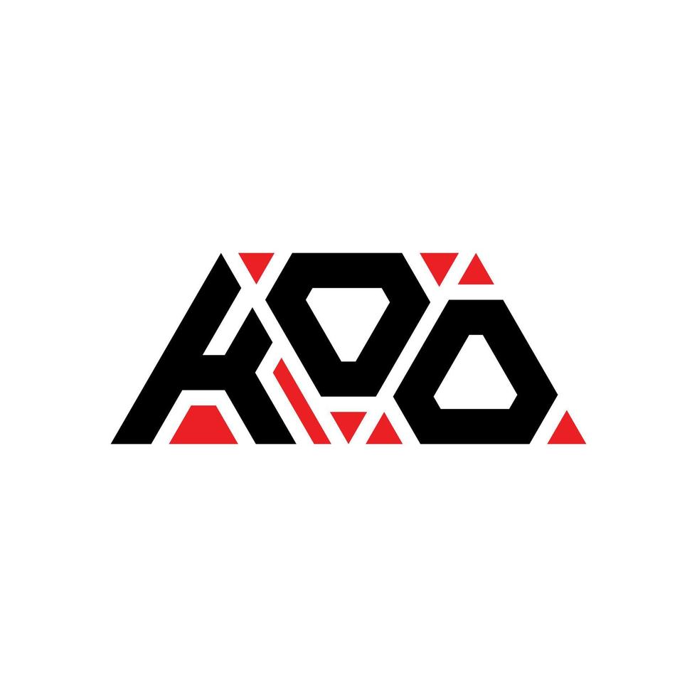 Koo-Dreieck-Buchstaben-Logo-Design mit Dreiecksform. Koo-Dreieck-Logo-Design-Monogramm. Koo-Dreieck-Vektor-Logo-Vorlage mit roter Farbe. Koo dreieckiges Logo einfaches, elegantes und luxuriöses Logo. koo vektor