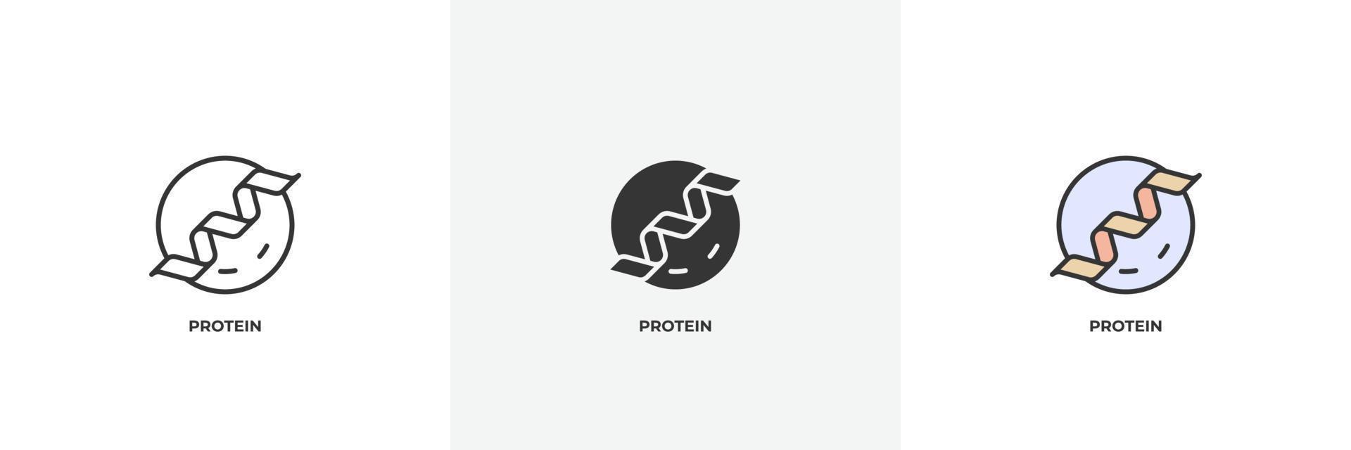 Protein-Symbol. Linie, solider und gefüllter Umriss bunte Version, Umriss und gefülltes Vektorzeichen. ideensymbol, logoillustration. Vektorgrafiken vektor