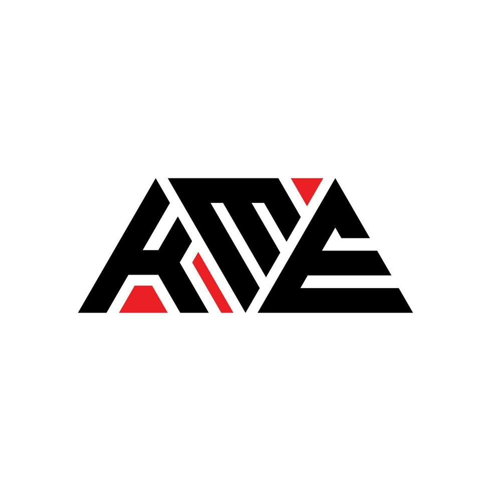 kme-Dreieck-Buchstaben-Logo-Design mit Dreiecksform. kme-Dreieck-Logo-Design-Monogramm. kme-Dreieck-Vektor-Logo-Vorlage mit roter Farbe. kme dreieckiges Logo einfaches, elegantes und luxuriöses Logo. km vektor