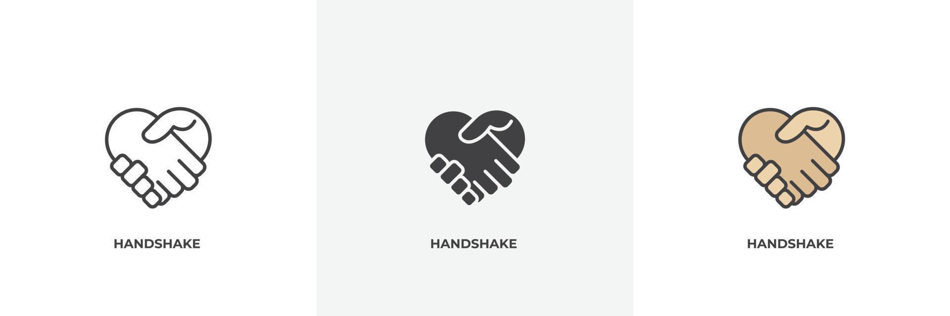 Handshake-Symbol. Linie, solider und gefüllter Umriss bunte Version, Umriss und gefülltes Vektorzeichen. ideensymbol, logoillustration. Vektorgrafiken vektor