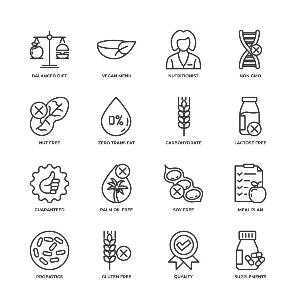 hälsosam mat set ikon, isolerad hälsosam mat set tecken ikon, ikon färg redigerbar. vektor illustration