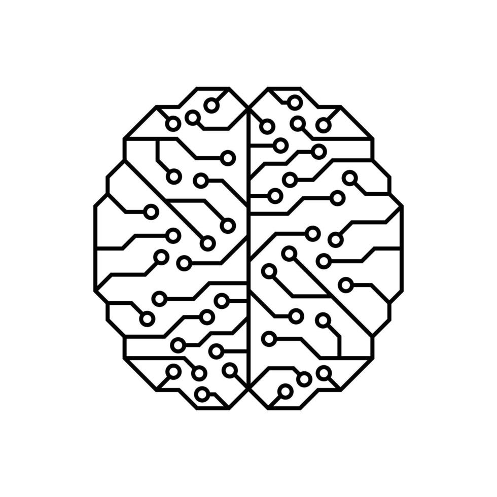 Gehirnsymbol für künstliche Intelligenz. digitales elektronisches datenübertragungskonzept. Vektor-Illustration vektor
