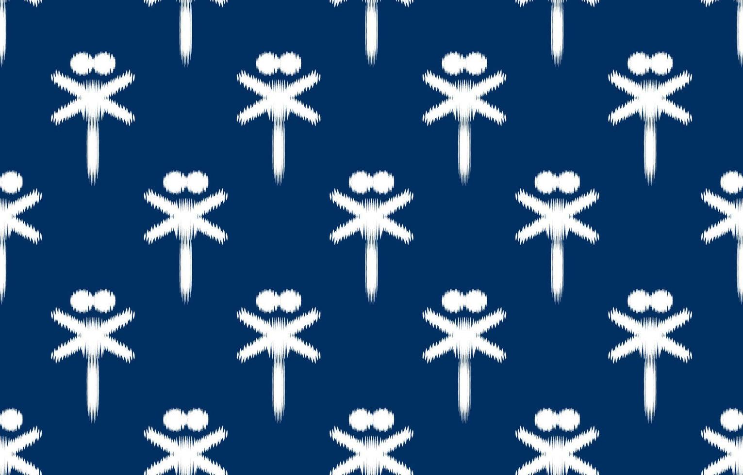 mönster etnisk ikat vit och blå ikat etnisk design bakgrund. sömlös ikat trollslända mönster i tribal, folklig broderi abstrakt konst. konst prydnad print.design för matta, tapeter. vektor