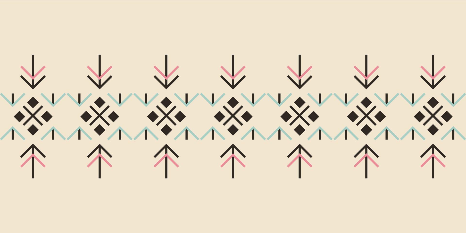 abstrakter traditioneller Stoffstil. nahtlos in Stammes-, Volksstickerei, Stammes-Geometrie-Stoff. aztekischer geometrischer kunstverzierungsdruck. design für teppiche, tapeten, kleidung, verpackungen, textilien, gewebe. vektor