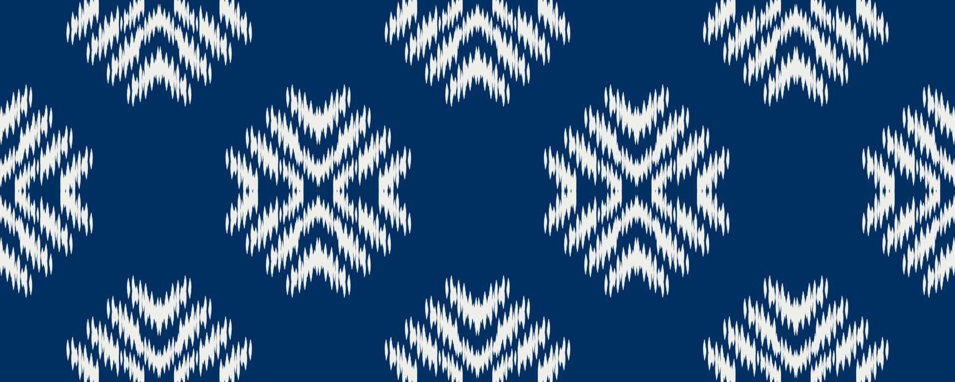 weißer und blauer Ikat ethnischer Designhintergrund. nahtloses ikat-blumenmuster in stammes-, volksstickerei-abstrakter kunst. art ornament print.design für teppich, tapeten, kleidung, verpackung, stoffmode vektor