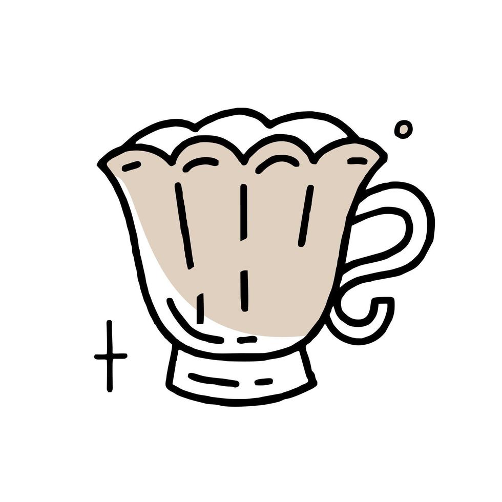 kaffemugg doodle clipart i svart och beige vektorillustration i handritad stil vektor