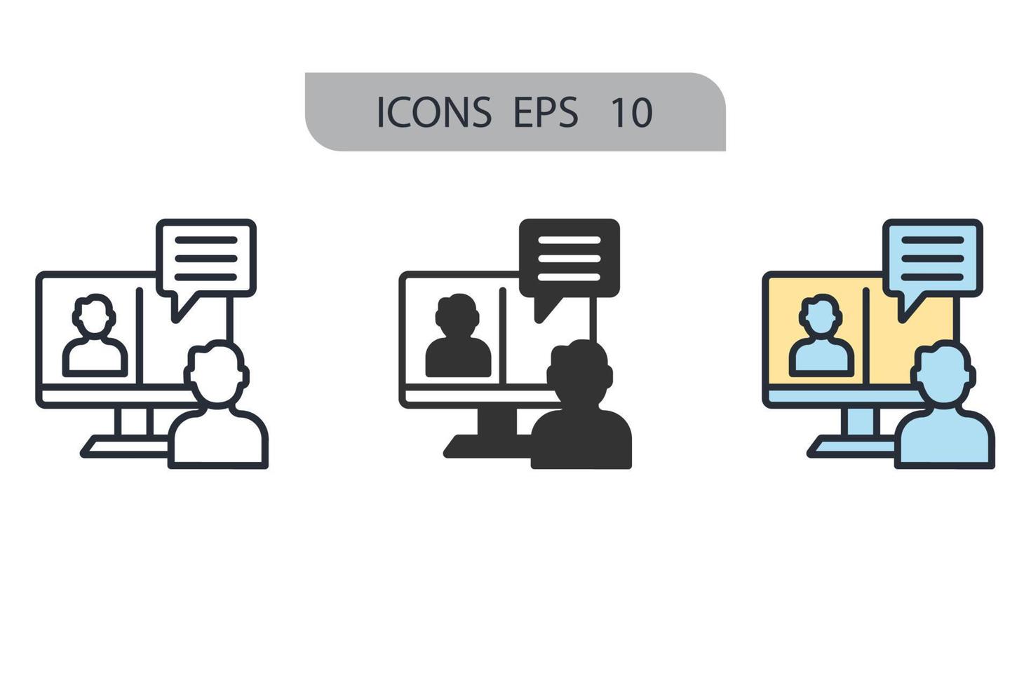 Video-Chat-Symbole symbolisieren Vektorelemente für das Infografik-Web vektor