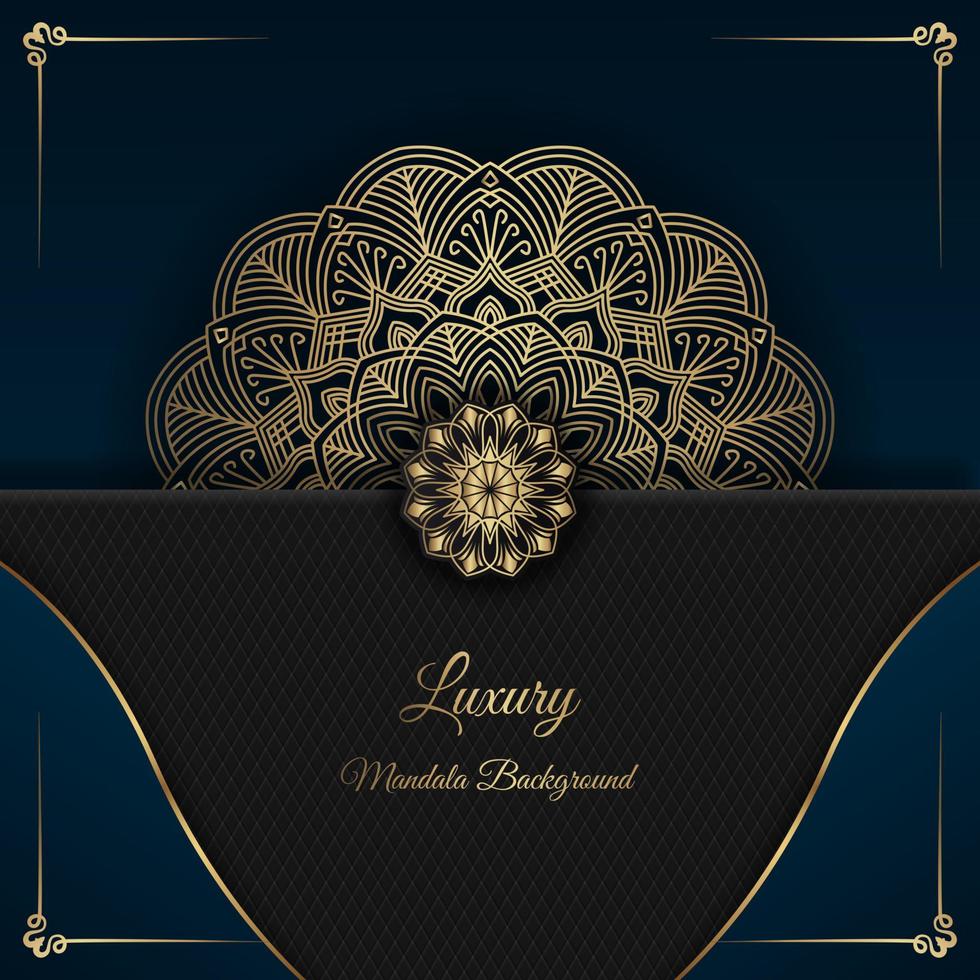 Türkis und Schwarz, mit Goldrand, luxuriöser Mandala-Hintergrund vektor