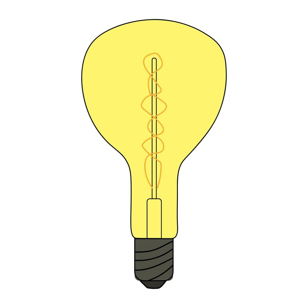 glödande glödlampa ikon. vektor doodle illustration av en glödlampa. energi sparande