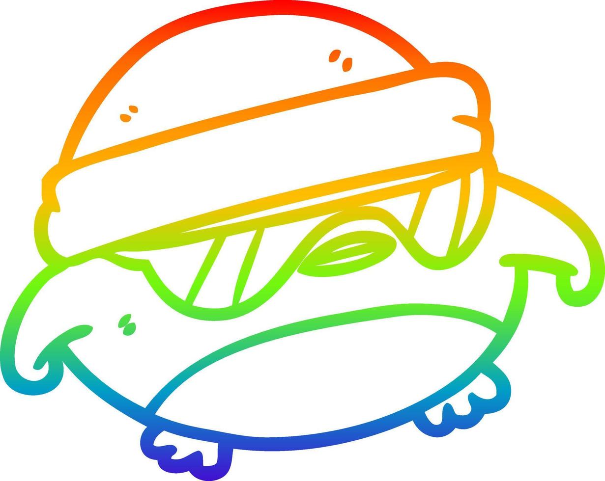 rainbow gradient linjeritning cool jul robin med solglasögon vektor