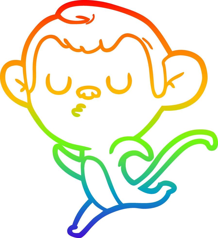 Regenbogen-Gradientenlinie Zeichnung Cartoon-Affe vektor