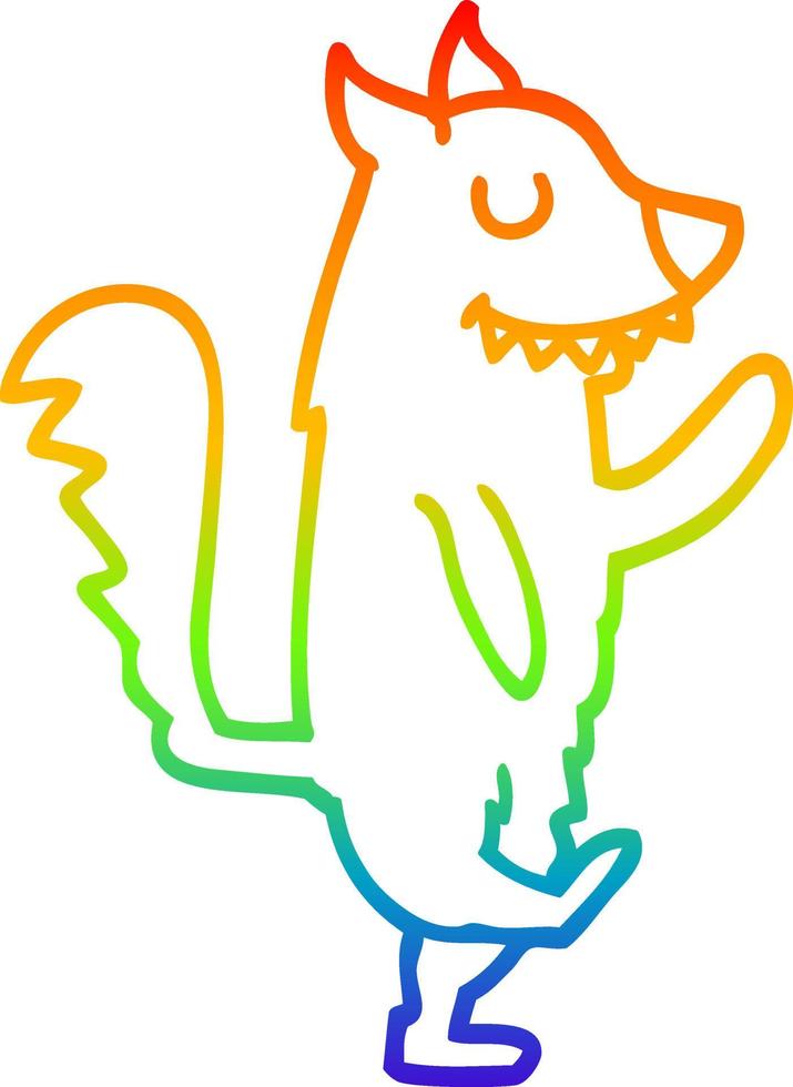 Regenbogen-Gradientenlinie Zeichnung Cartoon tanzender Hund vektor