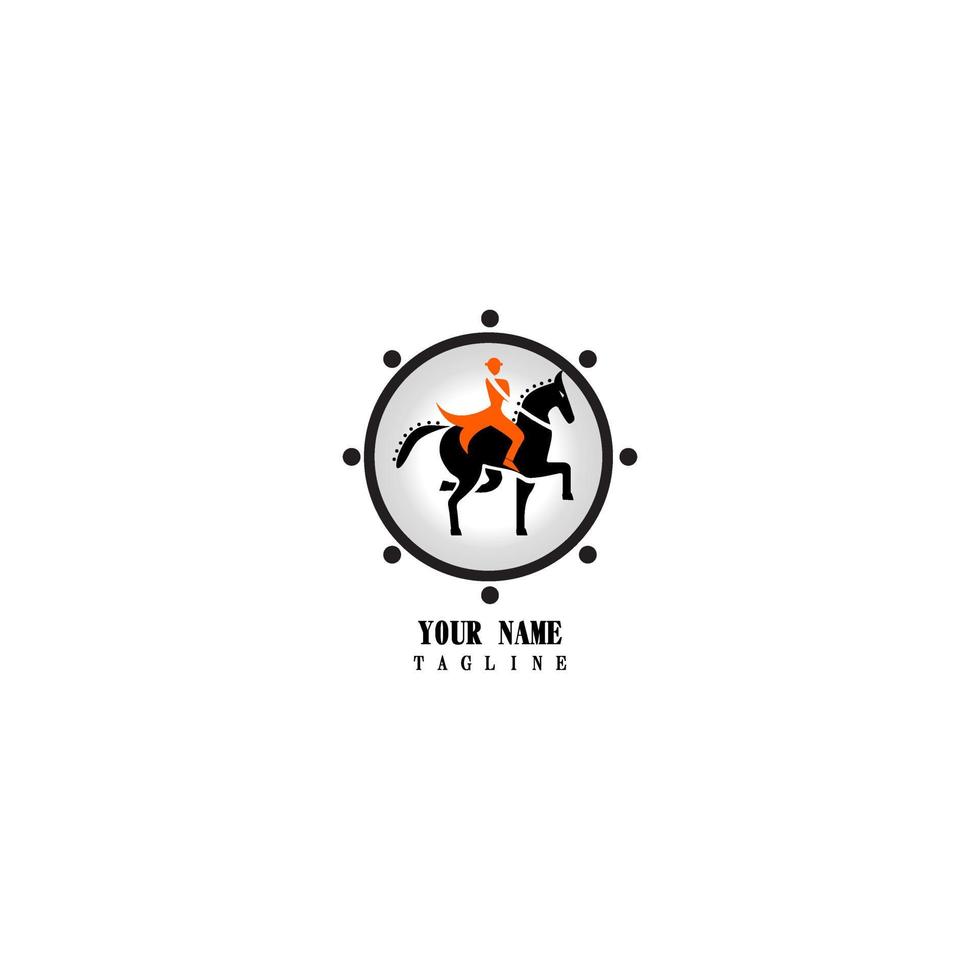 ein elegantes Logo für Pferderennen, Pferderennen und Pferdefarmen. Pferderennen-Vektor-Logo-Design-Vorlage. Jockey oder Sportikone vektor