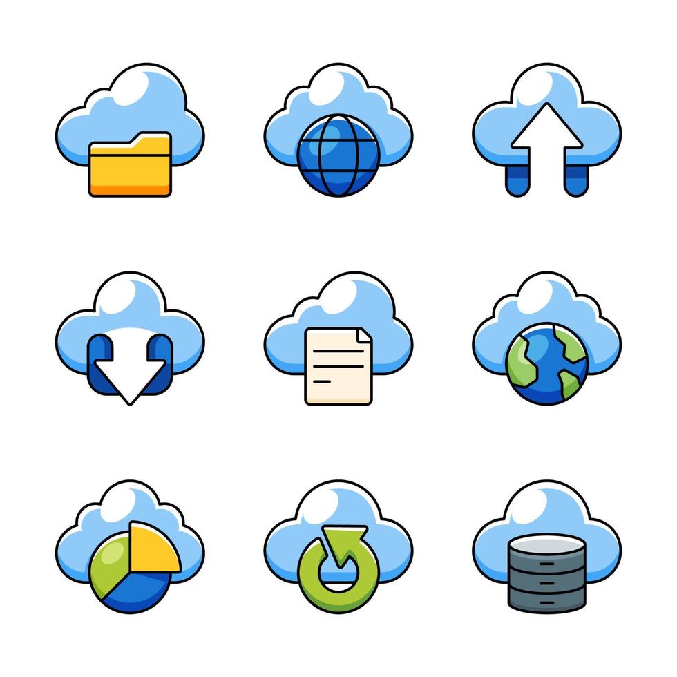 Cloud-Icons gesetzt vektor