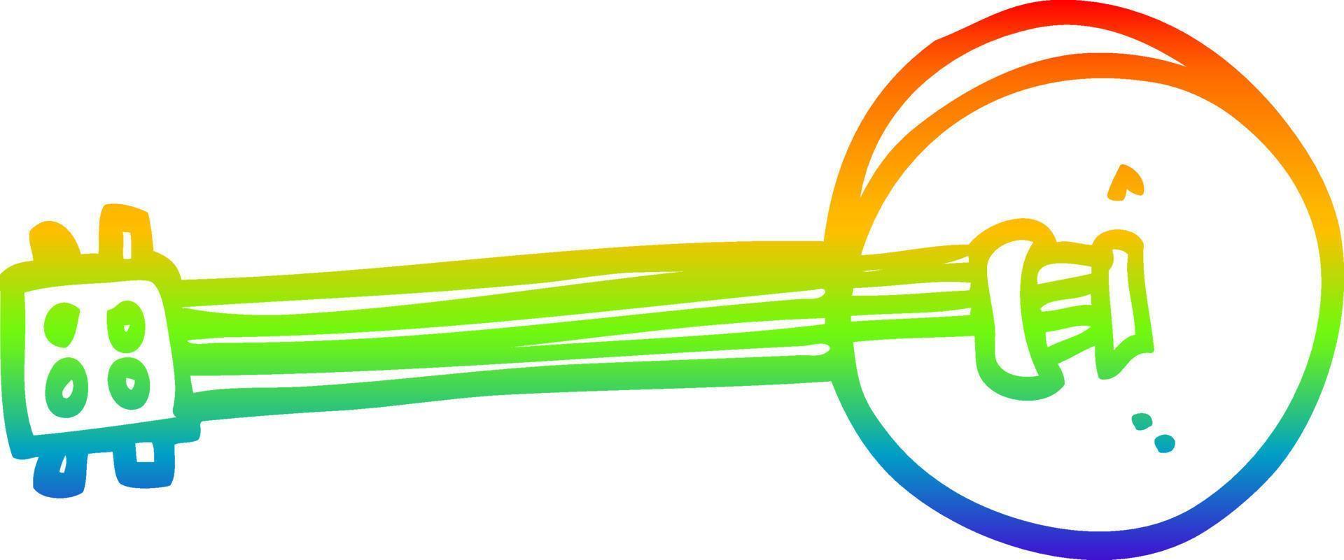 regnbågsgradient linjeteckning tecknad banjo vektor
