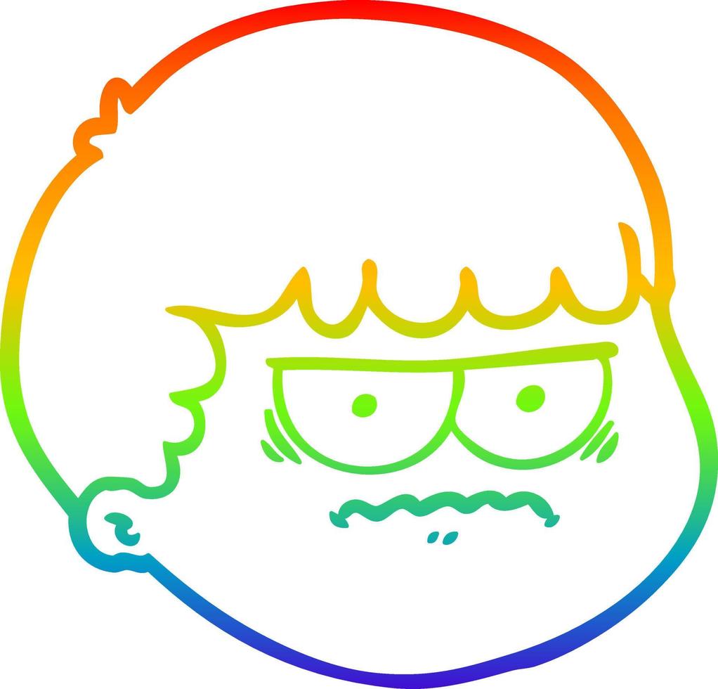 Regenbogen-Gradientenlinie Zeichnung Cartoon männliches Gesicht vektor
