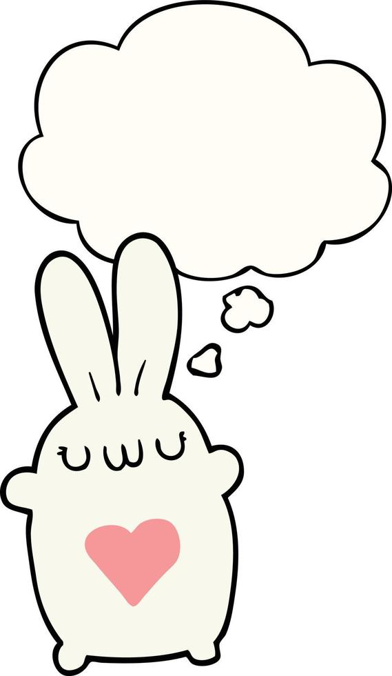 söt tecknad kanin med kärlekshjärta och tankebubbla vektor