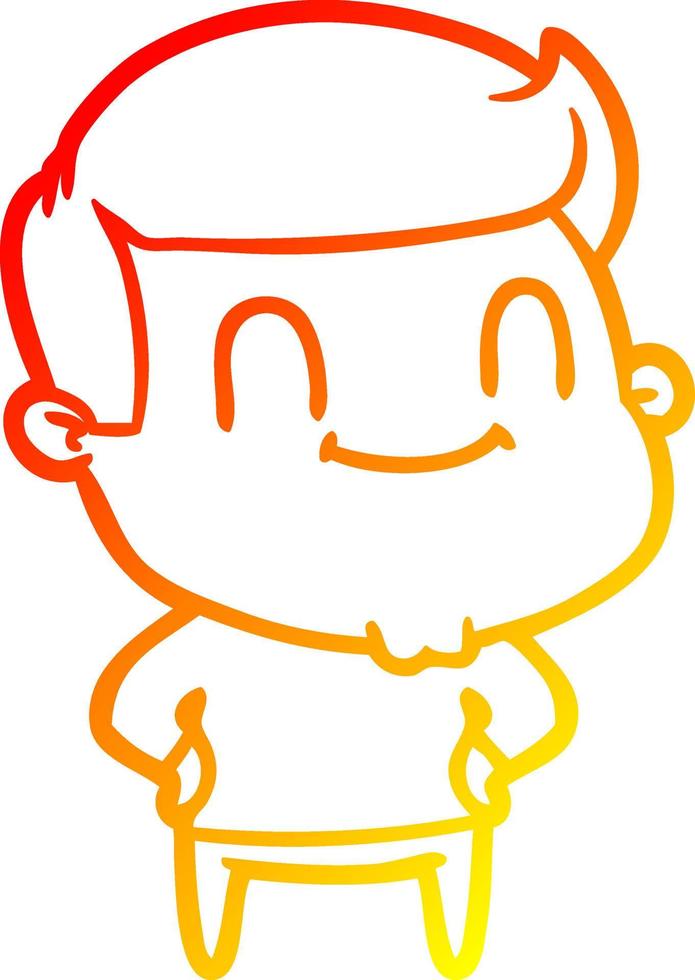 warme Gradientenlinie Zeichnung Cartoon glücklicher Mann vektor