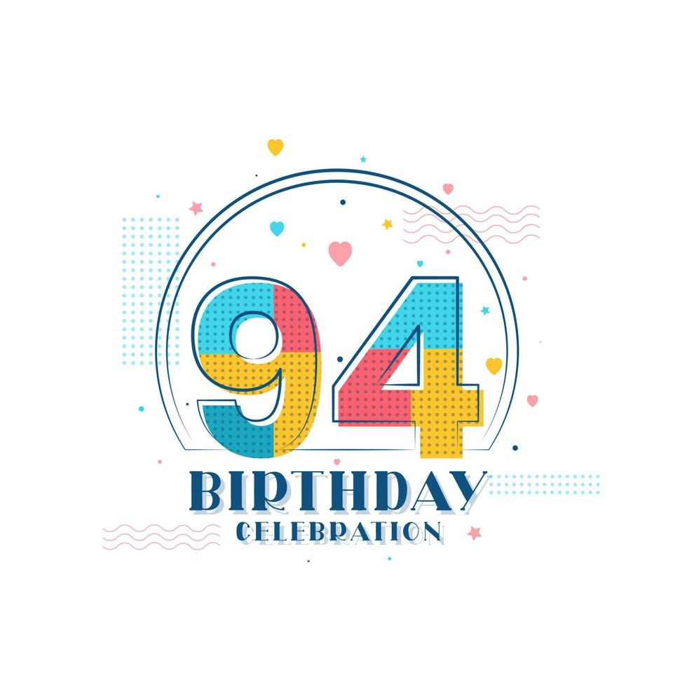 94-födelsedagsfirande, modern 94-årsdagsdesign vektor