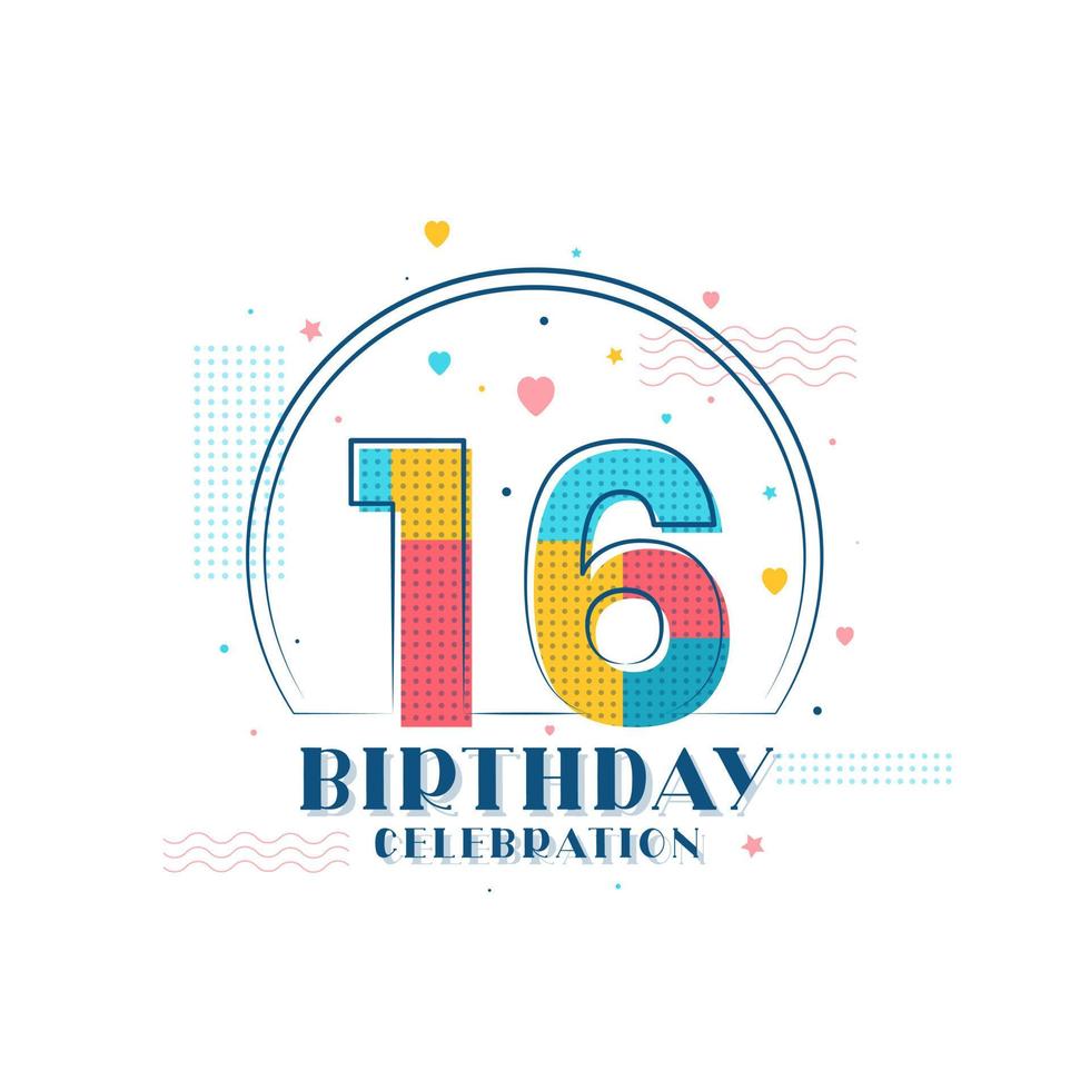 16. Geburtstagsfeier, modernes Design zum 16. Geburtstag vektor