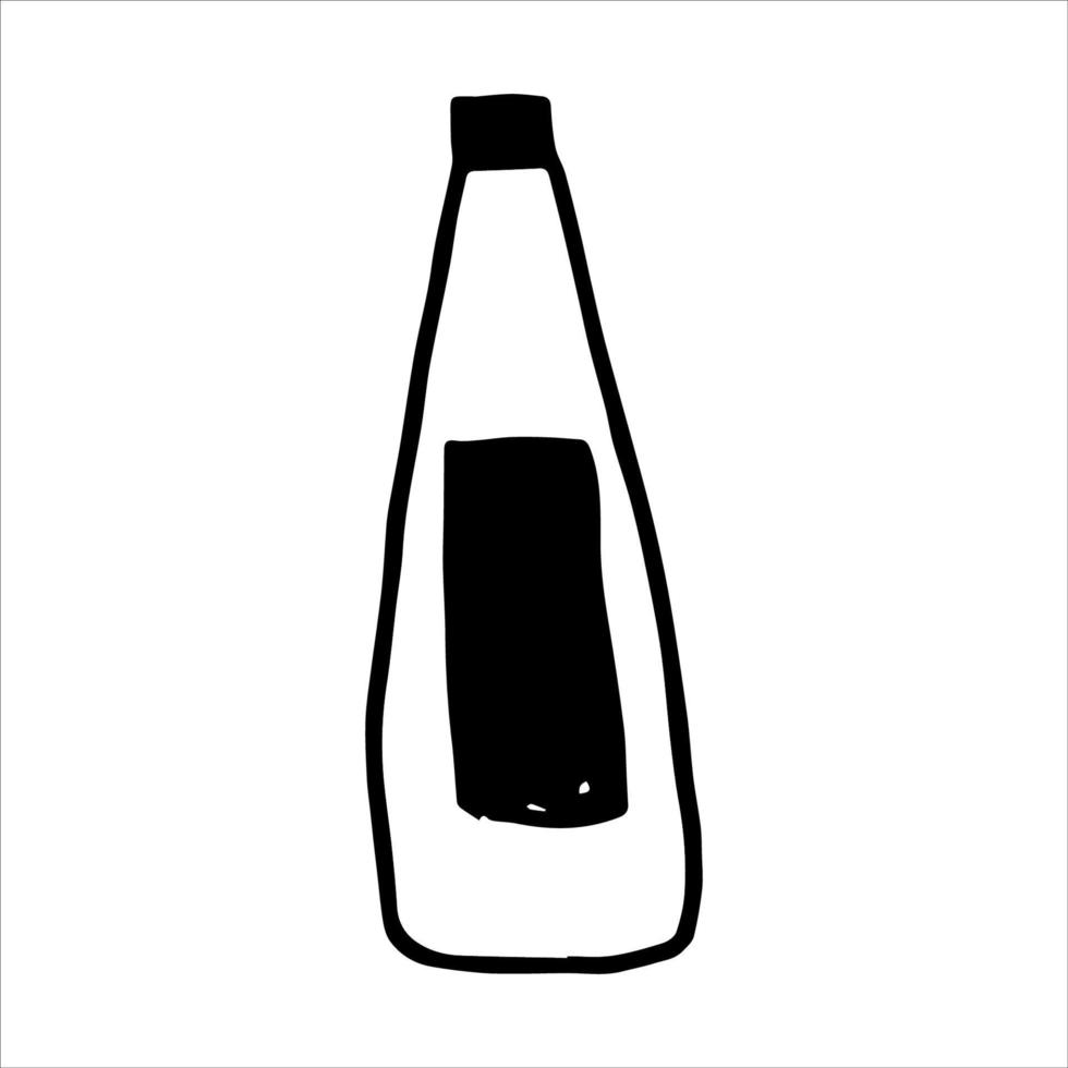 ett enda vektorelement är en glasflaska på en vit bakgrund. doodle illustration. för menyer, bokillustrationer, vykort, tryck på tyg och scrapbookingpapper. vektor