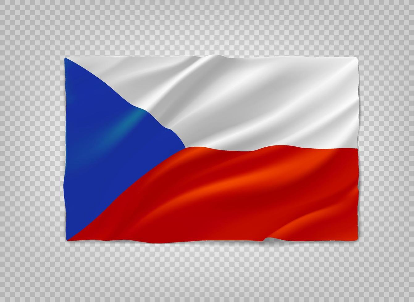 weiße, rote, blaue Flagge der Tschechischen Republik. 3D-Vektorobjekt isoliert auf transparent vektor