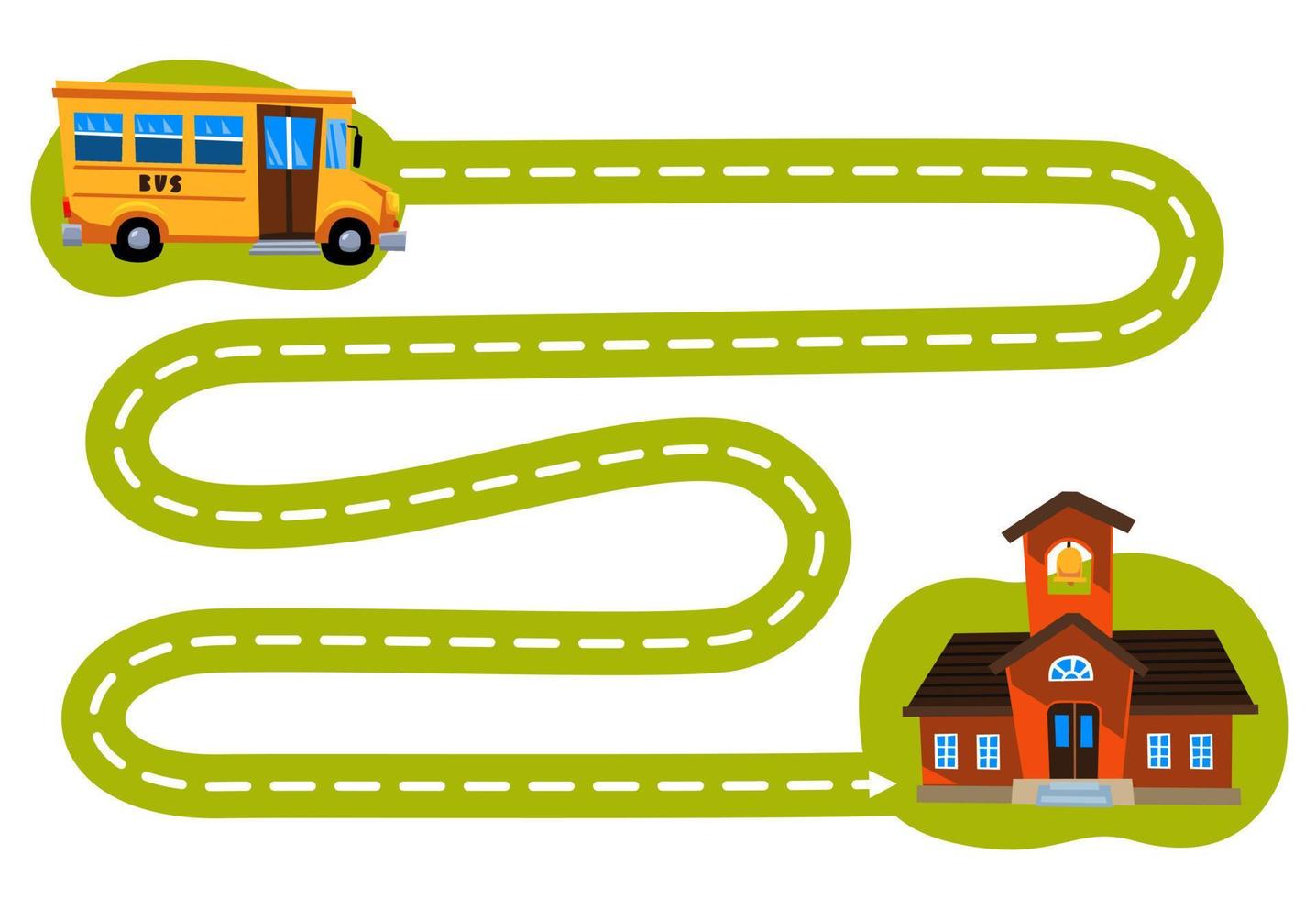 utbildningsspel för barn handskriftsövningar spåra linjerna flytta söt tecknad bussskola till att bygga utskrivbart kalkylblad vektor
