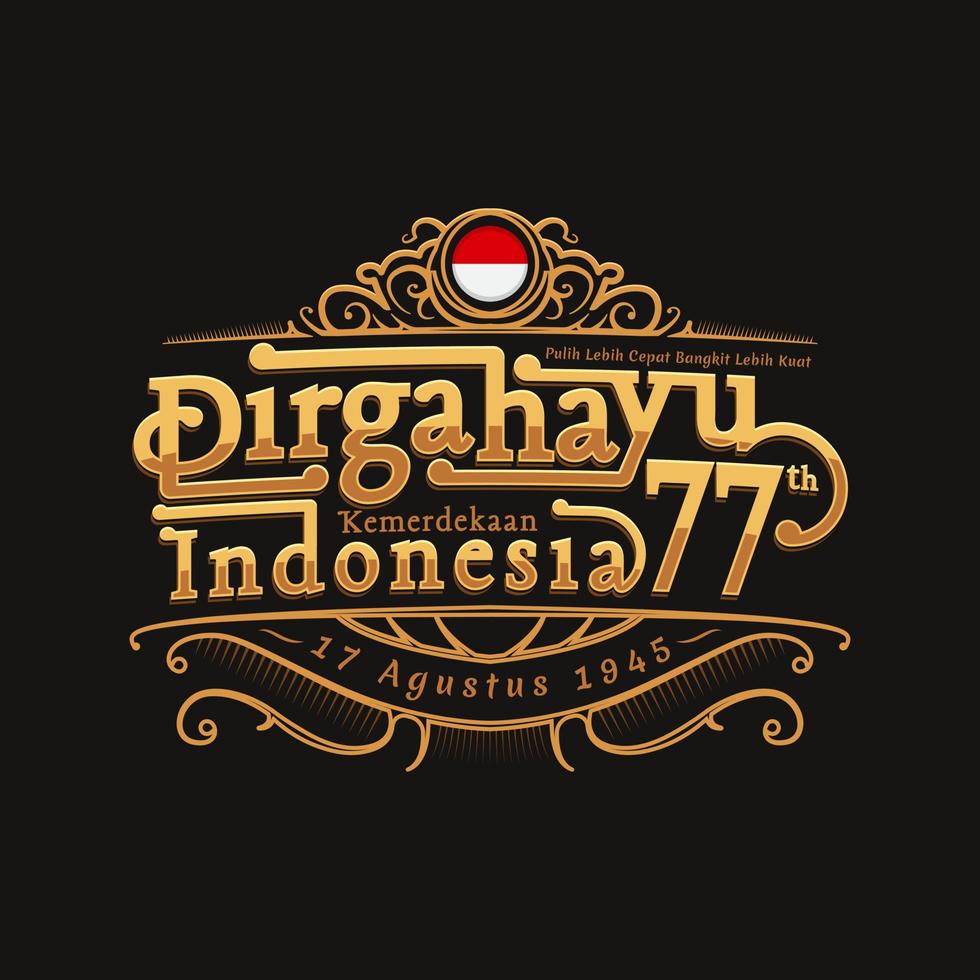 indonesiska självständighetsdagen hälsningar vintage bokstäver. vektor illustration
