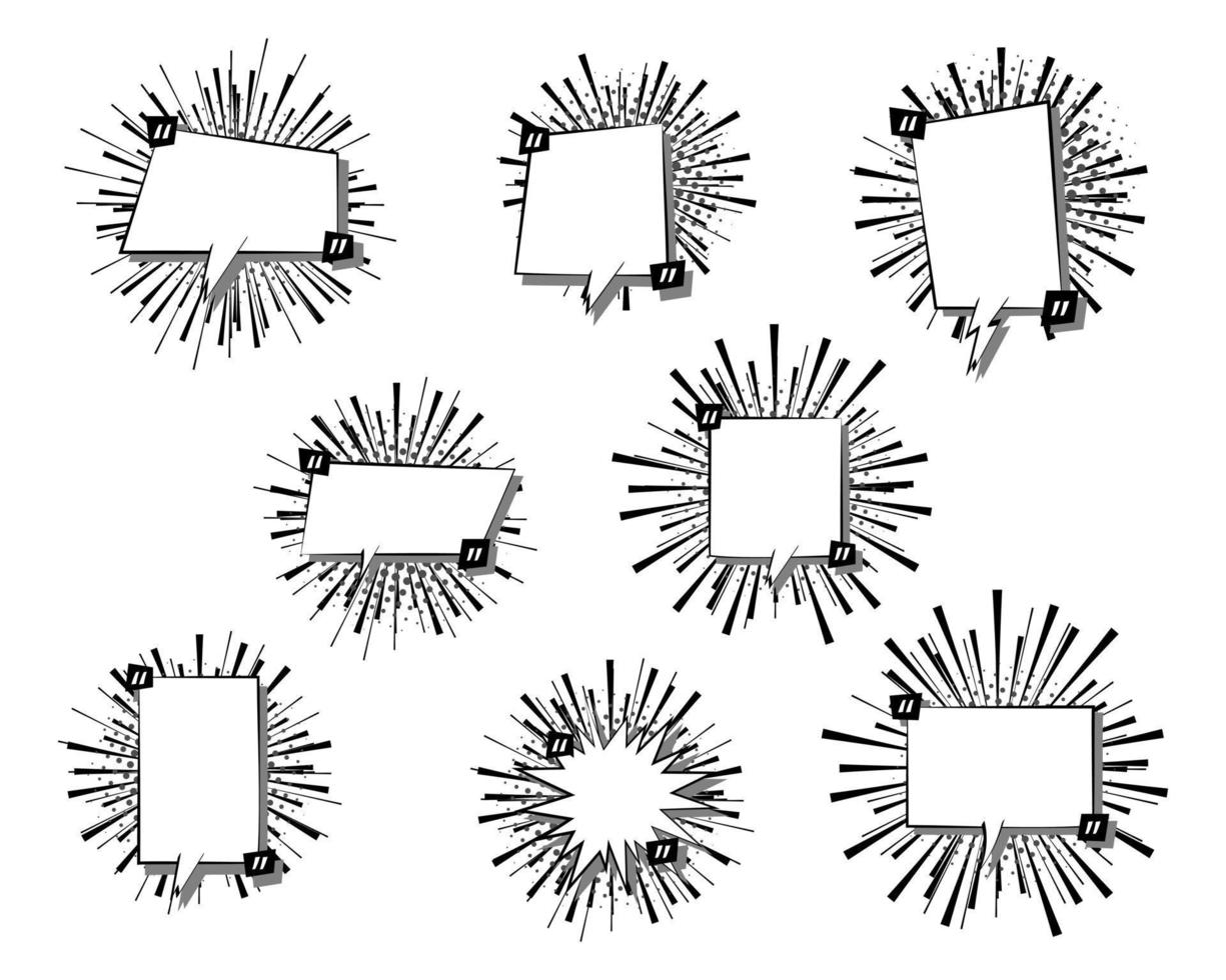 samlingsuppsättning söta handritade popkonstprickar färgglada halvtonstom pratbubblaballong, ropa, tänka, tala, prata, textruta, banderoll, platt, design, vektorillustration vektor