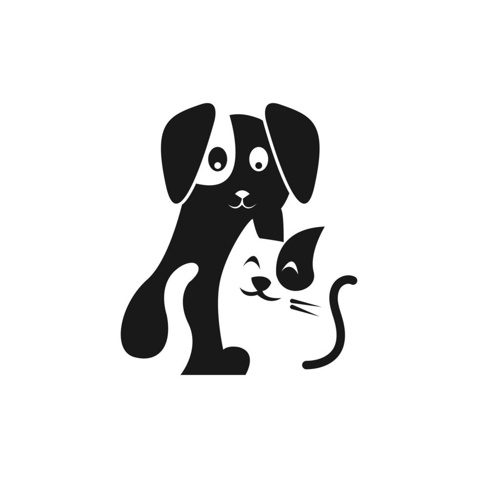 hund och katt negativ logotyp, perfekt för djuraffär vektor