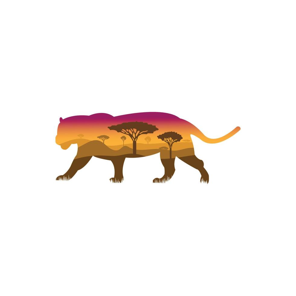 tiger und wilde natur illustration logo design vektor