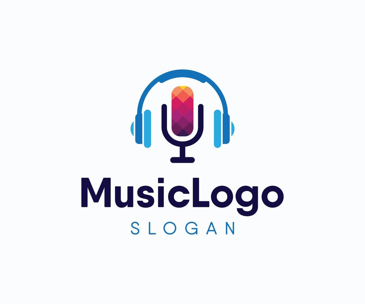 Musik-Logo-Design. Podcast-Logo-Vorlage. vektor