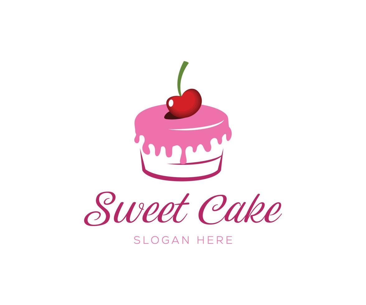 söt tårta logotyp mall. bageri tårta logotyp. vektor