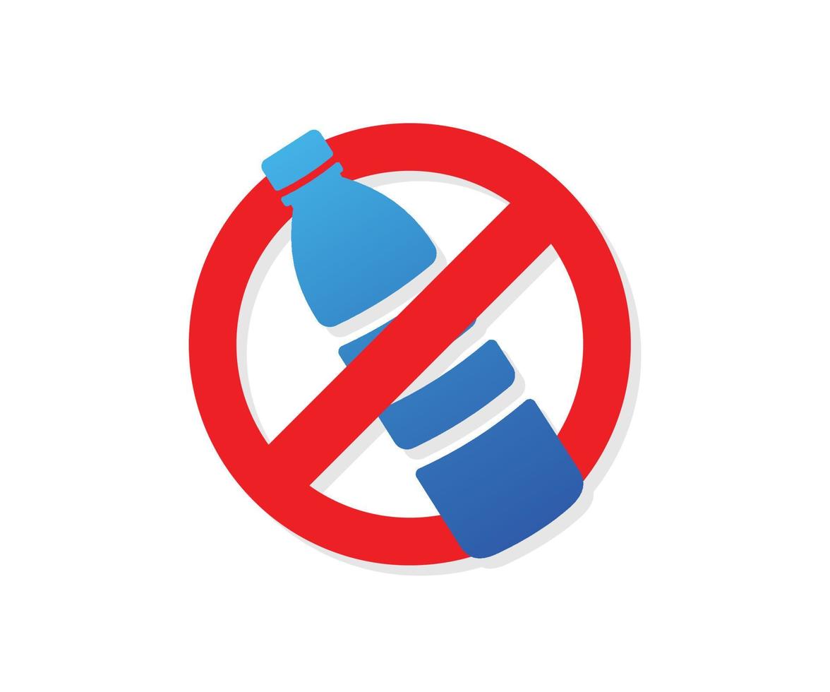 Hören Sie auf, das Vektorsymbol für Plastikflaschen zu verwenden. Sag nein zu Plastikflaschen. vektor