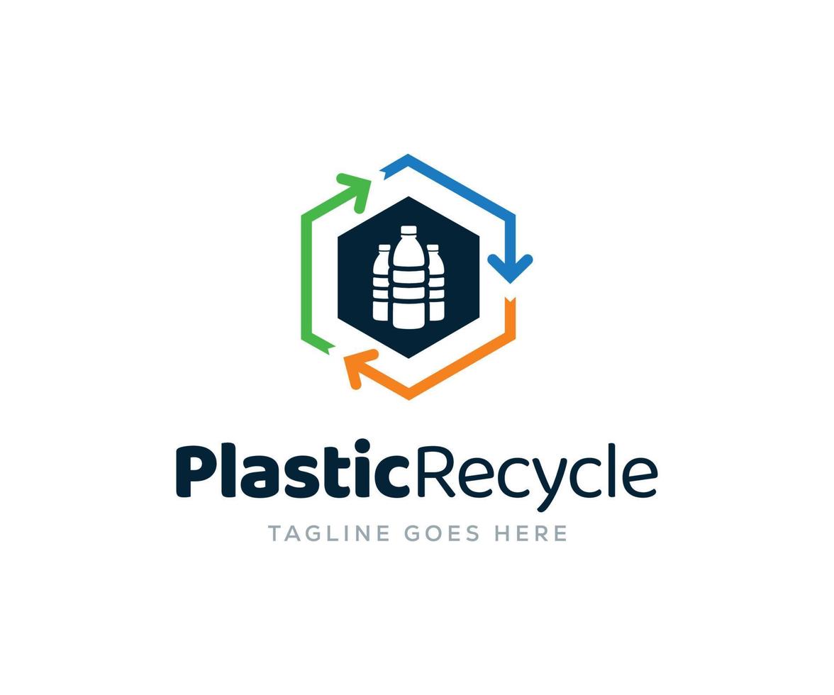 Flaschenrecycling-Logo. Kunststoff-Recycling-Logo vektor