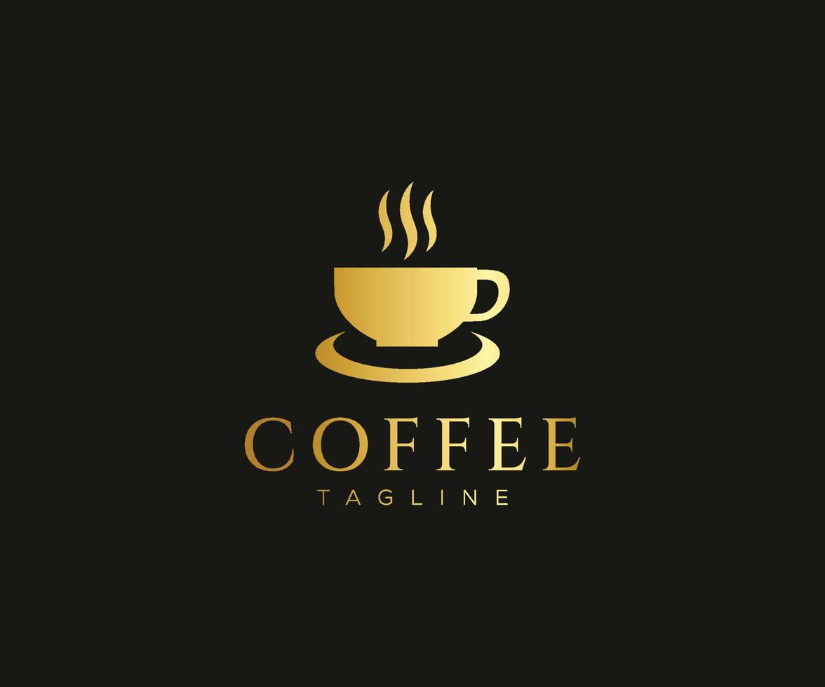 unik modern kreativ elegant lyxig konstnärlig svart och guld färg kaffeikon logotyp. vektor