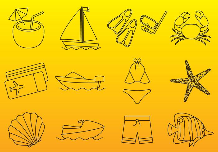 Urlaub Thin Icons vektor