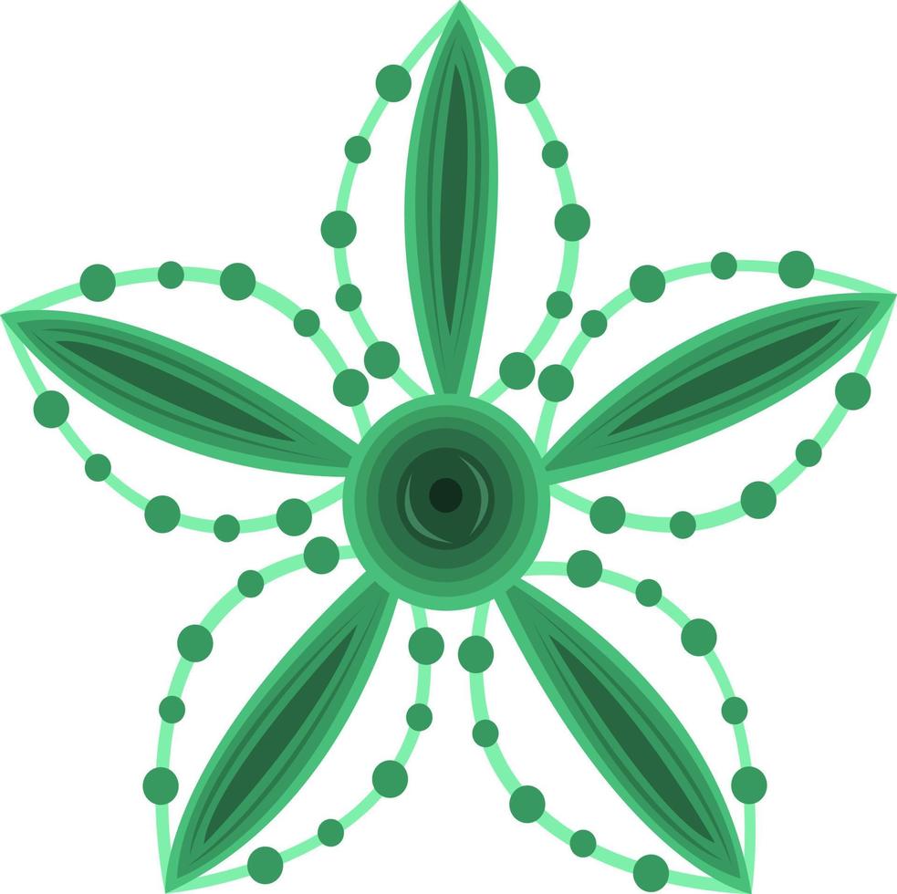 grüne einzigartige Blumenvektorillustration für Grafikdesign und dekoratives Element vektor