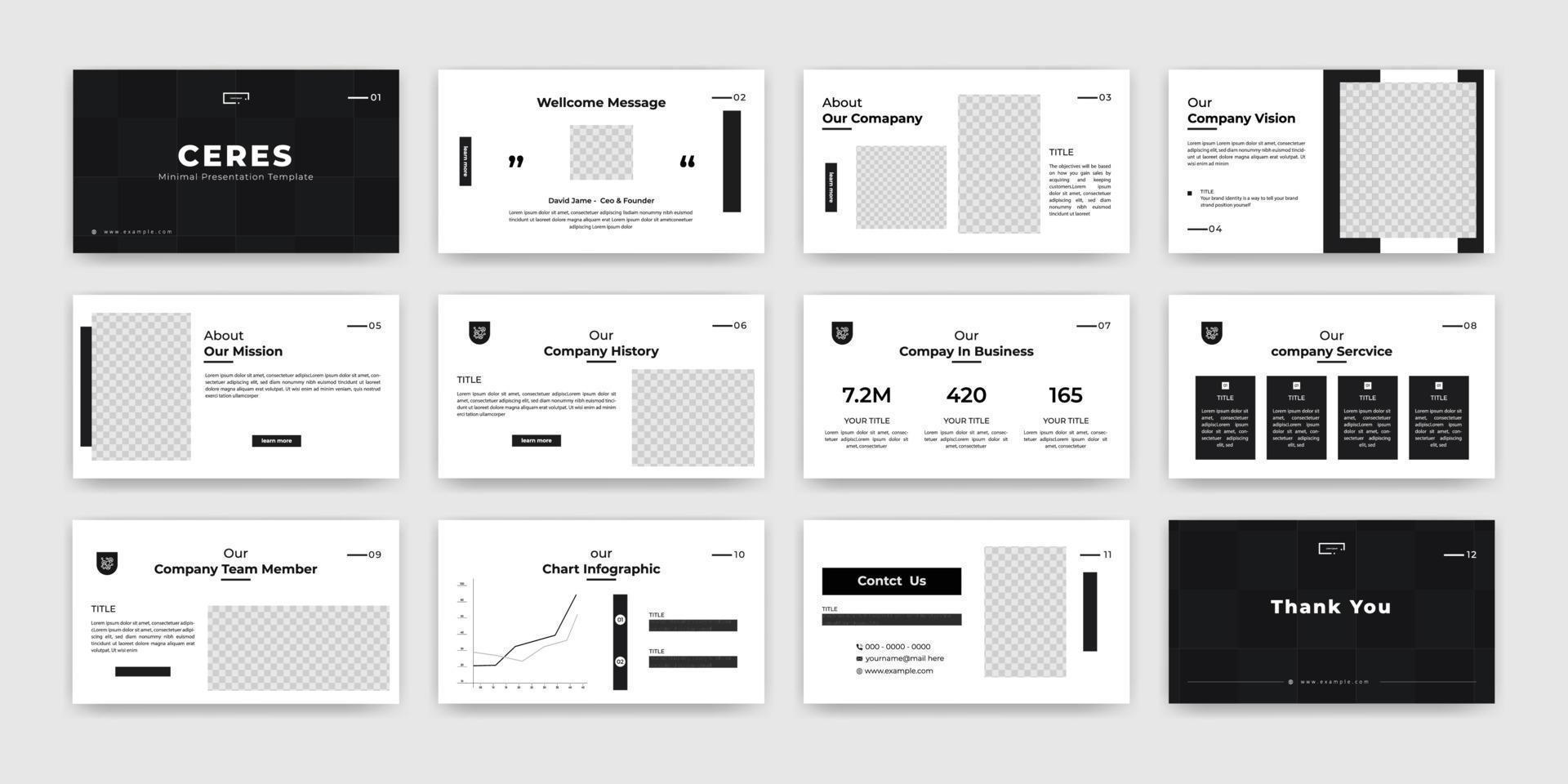 minimalistische powerpoint-vorlage für geschäftspräsentationen vektor