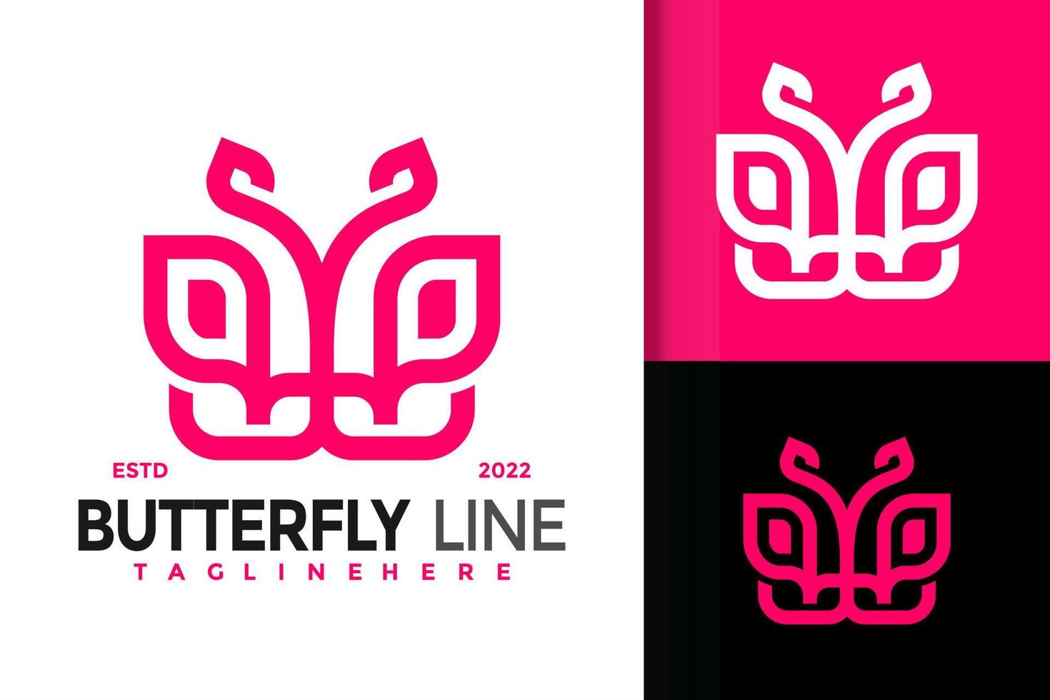 butterfly line logo design, varumärkesidentitet logotyper vektor, modern logotyp, logo design vektor illustration mall