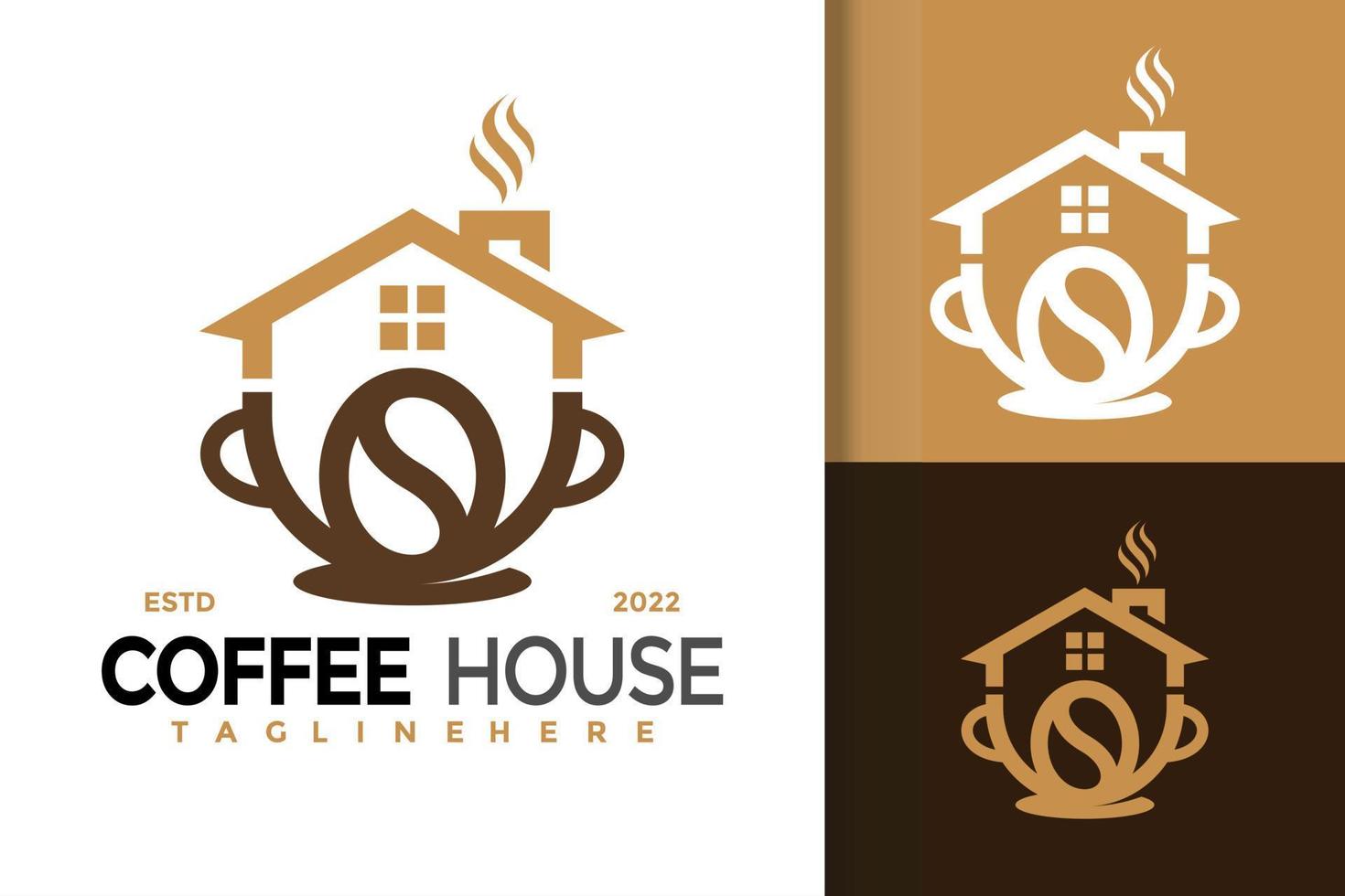 Hauskaffee-Logo-Design, Markenidentitäts-Logos-Vektor, modernes Logo, Logo-Designs-Vektor-Illustrationsvorlage vektor