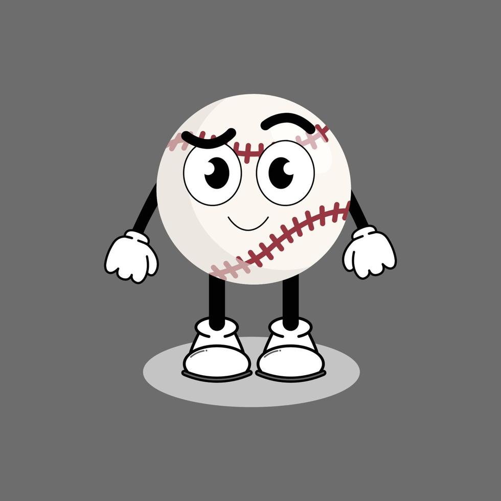 Illustration Vektorgrafik Zeichentrickfigur des niedlichen Maskottchens Baseball mit Pose. geeignet für Kinderbuchillustration. vektor