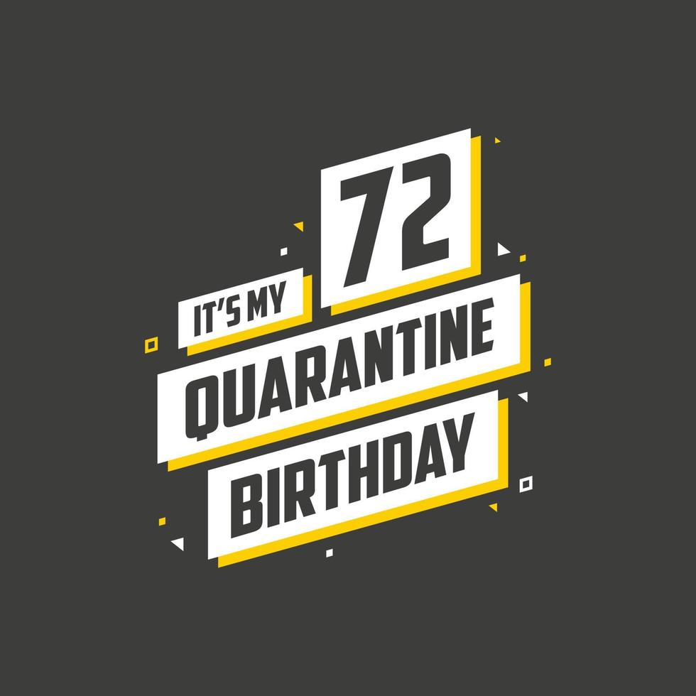 es ist mein 72. Quarantänegeburtstag, 72 Jahre Geburtstagsdesign. 72. Geburtstagsfeier in Quarantäne. vektor