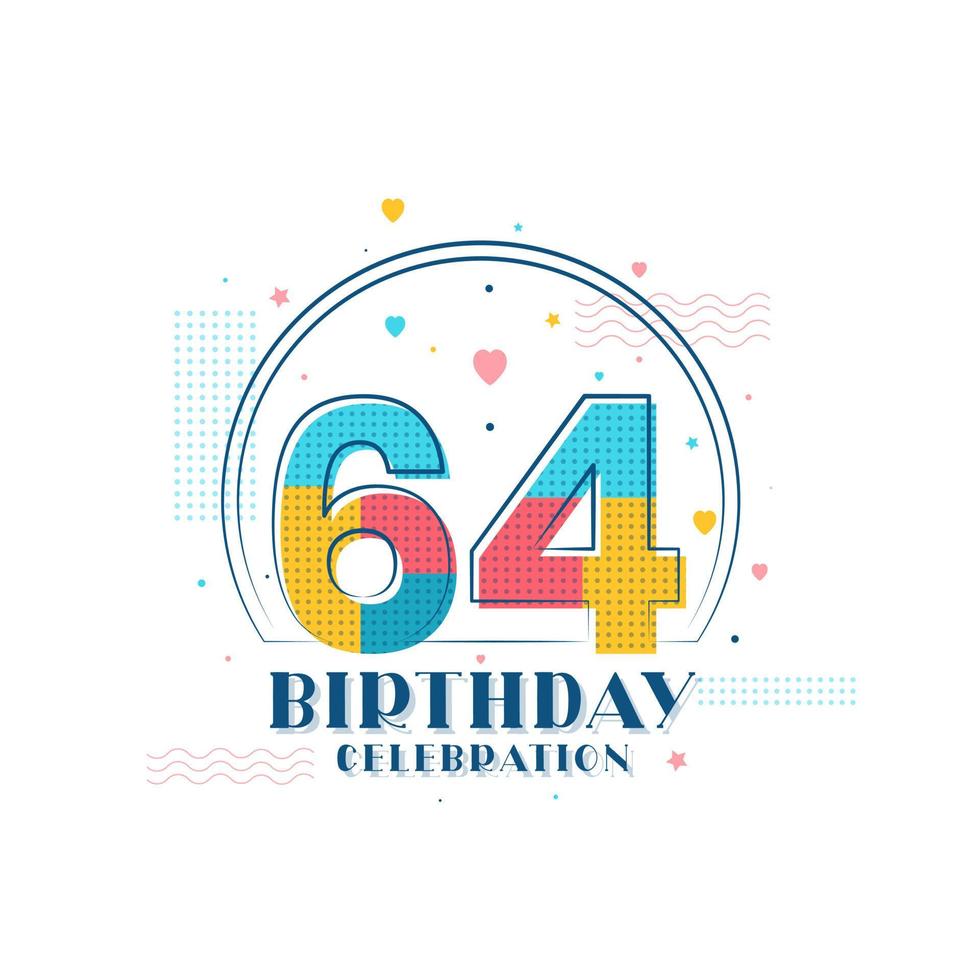 64 Geburtstagsfeier, modernes Design zum 64. Geburtstag vektor